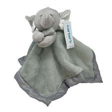 CARTER'S Gray Elephant Lovey Plush with Tag 2022 White Ears Satin Trim Security