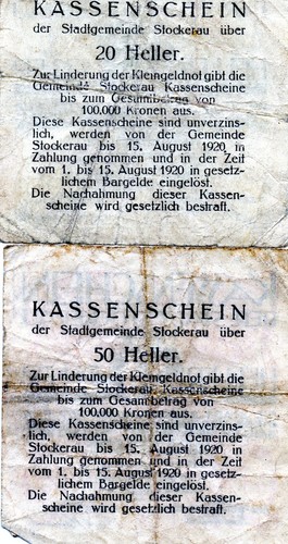 Notgult paper money 20-50 Heller Der Stadt Stockerau Uber - Picture 2 of 2