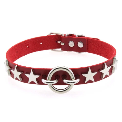 O-Ring Stern Goth Punk PU Leder Choker Halsband Halskette Neckchain Mädchen Party - Bild 6 von 37