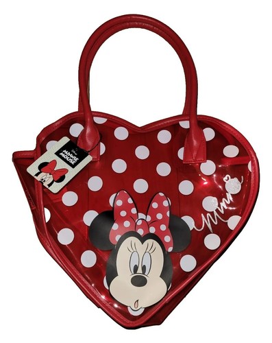 Neu mit Etikett Disney Minnie Mouse Herz rot durchsichtig Schleife Tasche Reise Kunststoff Haarkrawatten Primark - Bild 2 von 8