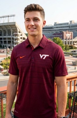 Nike Dri-Fit Virginia Tech Hokies Men's Size Medium Polo Golf Shirt Lane Stadium
