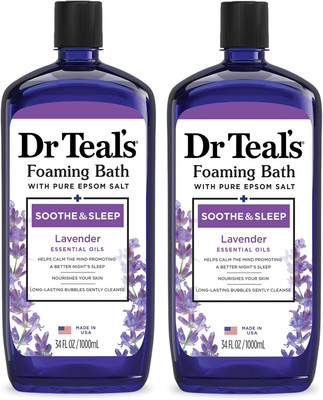 Foaming Bath with Pure Epsom Salt, Soothe & Sleep with Lavender, 34 Fl Oz (Pack 