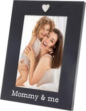 Mommy  Me Black 4x6 Picture Frame with Silver Heart - Elegant Tabletop Display