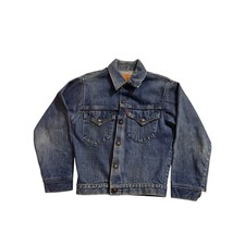 Vintage Levi Strauss Denim Jean Jacket Snap Girls Youth Size 14 Orange Tag