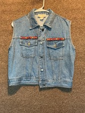 Gino Ginori VINTAGE USA MADE Demin Vest Aztec Trim Accents S Cowgirl Rodeo