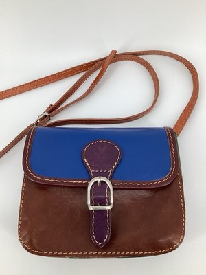 Vera Pelle Purse Italy Small Colorblock Genuine Leather Crossbody Shoulder Bag