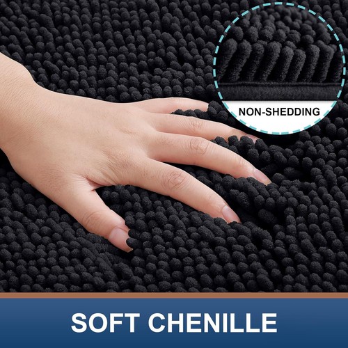 Smiry Luxus Chenille Badteppiche 30x20, extra weich und 30" x 20", schwarz - Bild 3 von 9