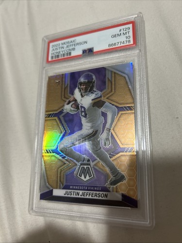 Panini 2022 Mosaic Justin Jefferson Honeycomb Prizm #129 PSA 10 Vikings