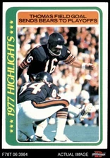 1978 Topps #6 Bob Thomas Field Goal Sends Bears to Playoffs Notre Dame  7 - NM