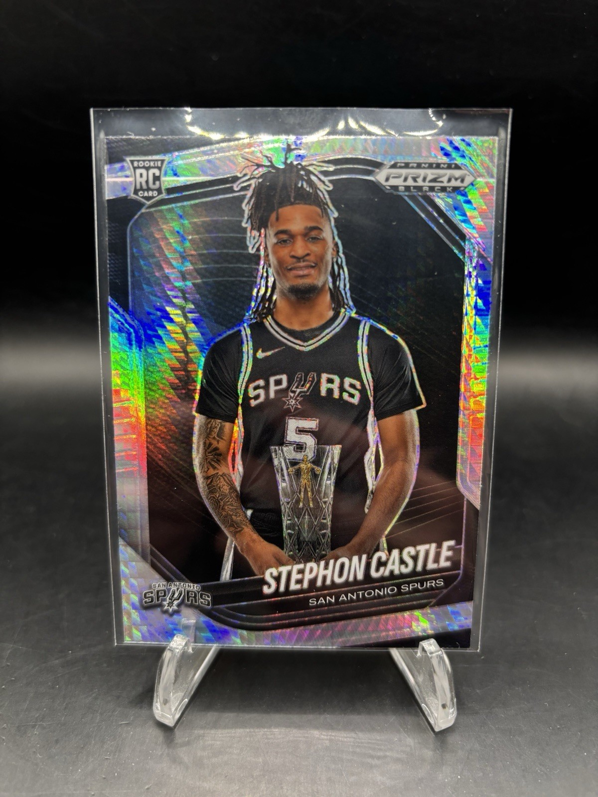 2024-25 Panini Prizm Black Stephon Castle #96 RC Rookie Hyper Spurs