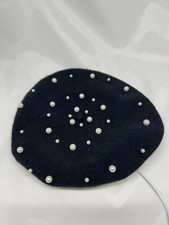 Pearl Adorned Black Beret