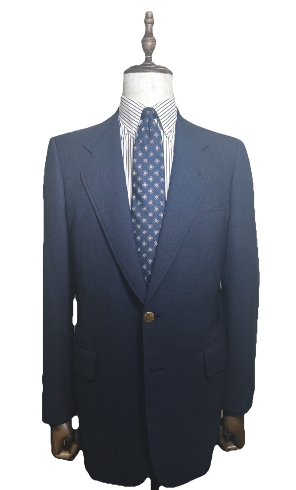VTG BESPOKE TOM JAMES FULL CANVAS Navy Blue 100% Wool Blazer 42R