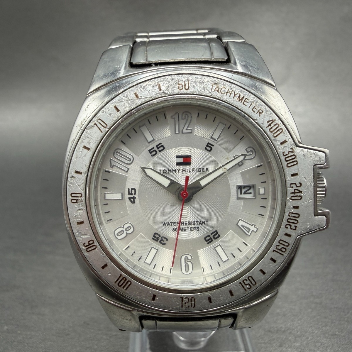 Tommy Hilfiger Watch Men 42mm White Silver Tone Date Round 