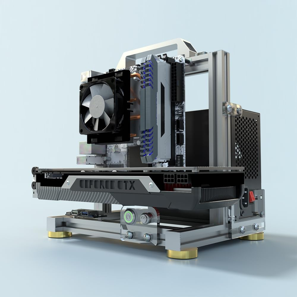 DIY Open Frame PC Chassis, Aluminum Computer Case, Supports ITX Motherboard, Exc