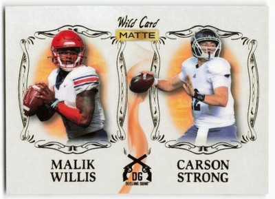 2022 Malik Willis - Carson Strong Wild Card Matte Rookie Dueling Guns Orange
