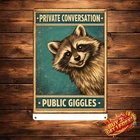 Funny Scrawled Looking Little Fox Vintage Tin Sign 8x12 Animal Wall Decor