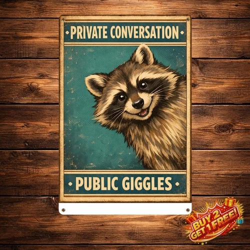 Funny Scrawled Looking Little Fox Vintage Tin Sign 8x12 Animal Wall Decor