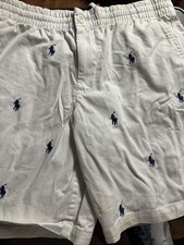 Polo Ralph Lauren Shorts Boys 18 White Embroidered Pony Logo Flat Front Casual