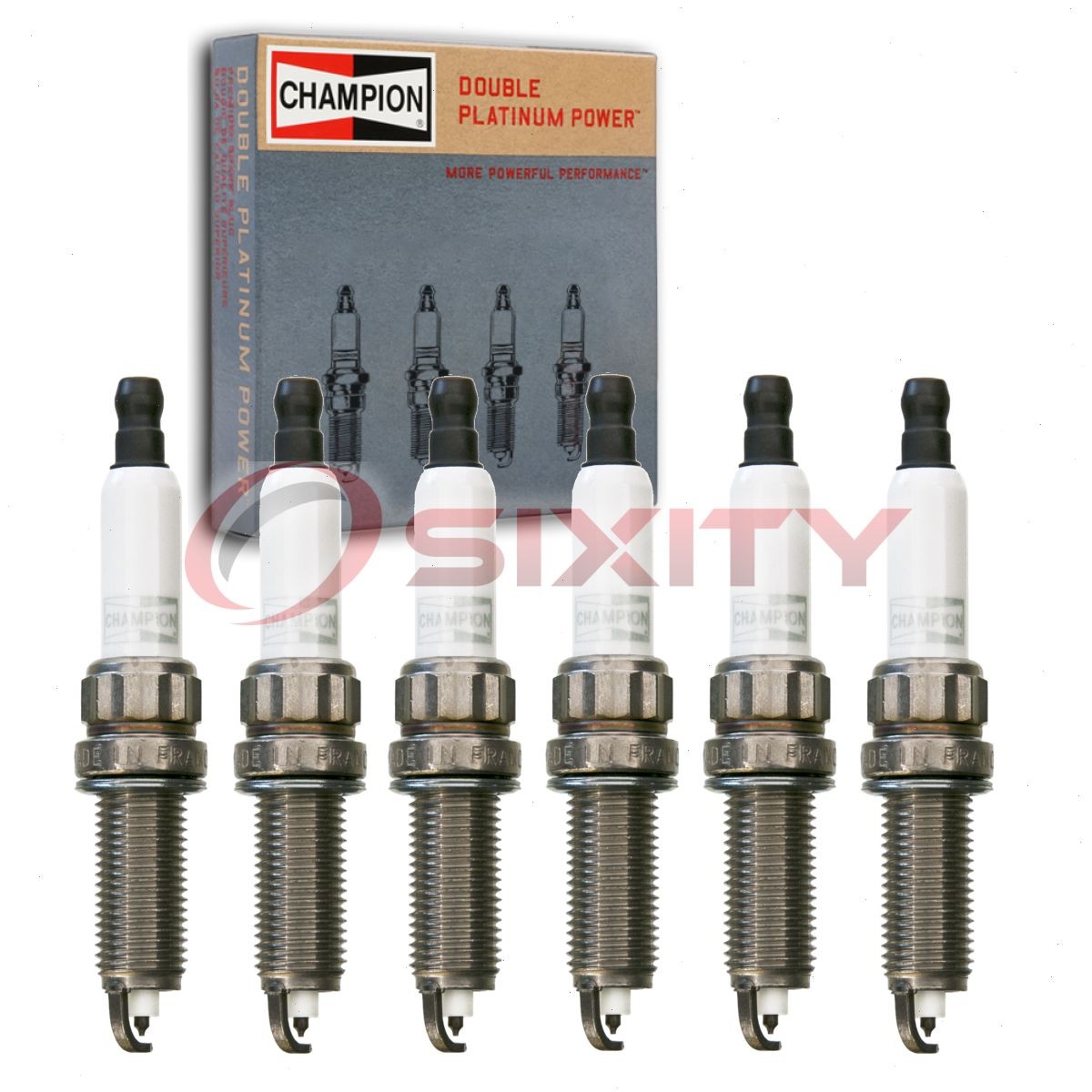 6 pc Champion 7428 Double Platinum Spark Plugs for Ignition Secondary  hx