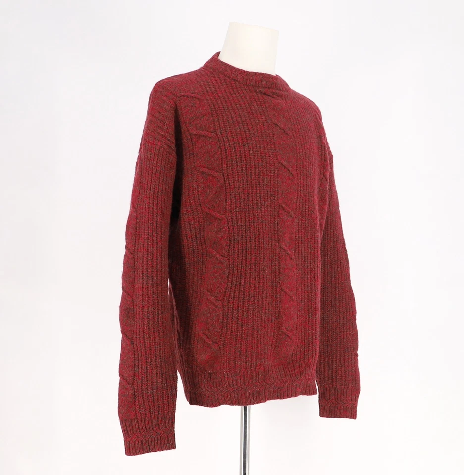 Suéter RALPH LAUREN CHAPS VINTAGE 100 % Lana Tejido con Cable Cuello Redondo Rojo Talla L Foto 3 de 4