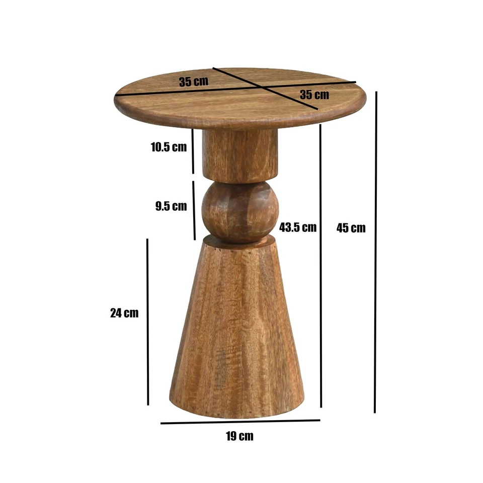 Table d'appoint Bois Massif 35cm Table Basse Table de Salon Table Déco Ronde - Photo 3/4