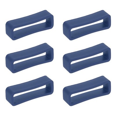 6pcs Watch Band Loop 20mm Silicone Watch Strap Retainer Loop, Dark Blue