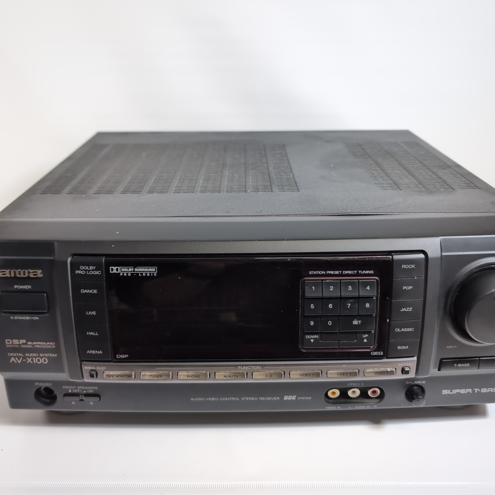 AIWA Stereo Receiver Model AV-X100U Black Tested WORKS AV Co