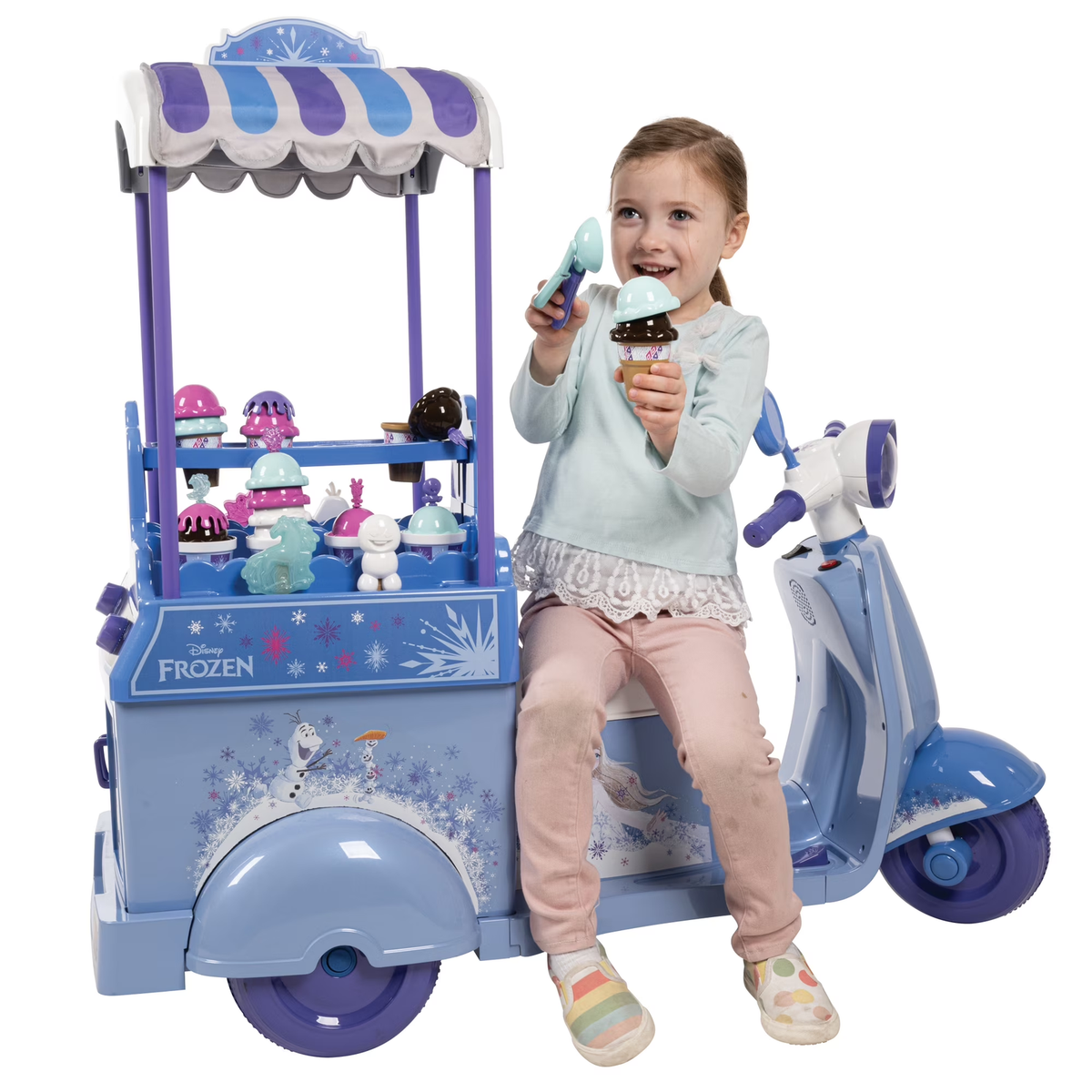 Kids Ride On Toy Disney Frozen Elsa Scooter Ice Cream Cart