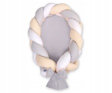 Braided Baby Cocoon Pod Pram Liner 2in1 White Grey Beige New
