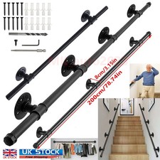 100cm-300cm Handrail Stair Rail Grab Balustrade Metal Staircase Banister Bar UK