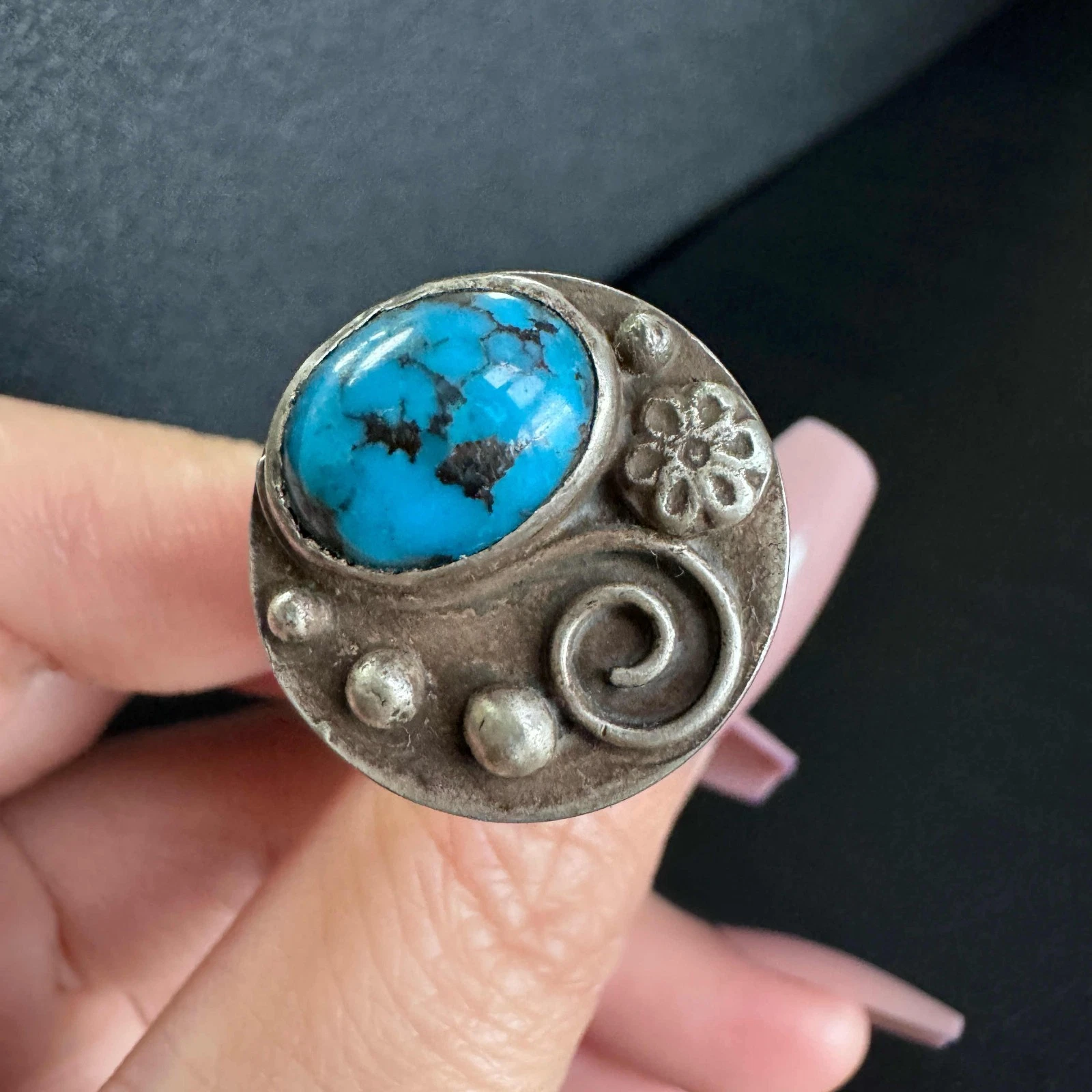 Vintage Indian Navajo Turquoise Sterling Silver Rings 632623526