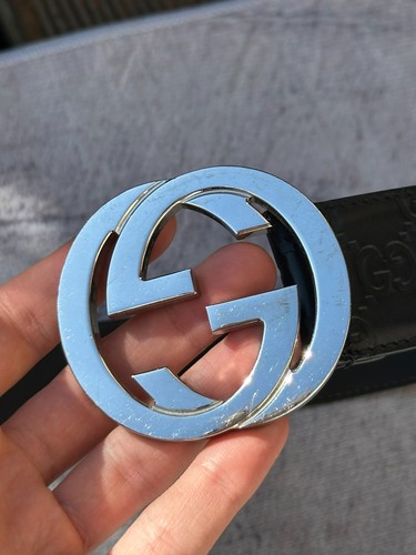 Authentic Gucci Belt Guccissima Monogram Black Leather Interlocking size 85/34 - Picture 13 of 13