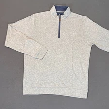Johnnie-O Mens Med Sully Quarter Zip Pullover Wrinkle Resistant Light Gray Modal