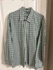 Men  s Eddie Bauer Green/Blue Checked Long Sleeve Button Down -XXL