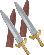 2Set Plastic Roman Sword with Sheath,Toy Sword for Pretend Play,Knight Costume,