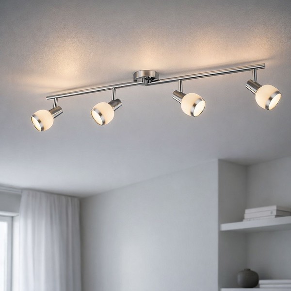 Deckenleuchte Deckenlampe Spotleiste 4 Flammig Spots Beweglich Chrom Led L 80Cm-image