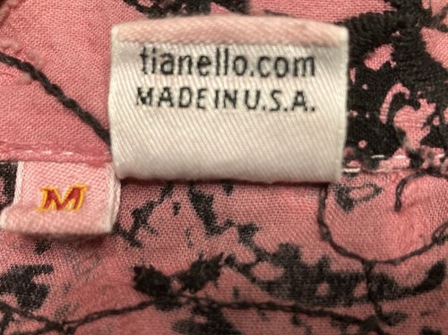 VTG Tianello embroidered Textured Pink&Black long-sleeved Blouse BUTTON Up M - Picture 9 of 11