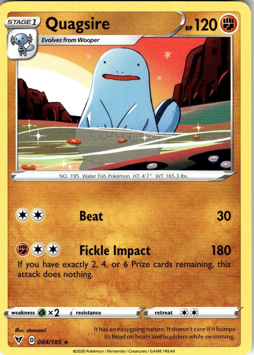 Quagsire 084/185 Rare Vivid Voltage Pokemon Near Mint