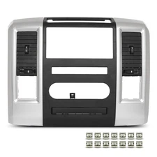 Fit For 2009-2012 Dodge Ram Dash Radio Bezel Climate Trim Panel Vent Silver
