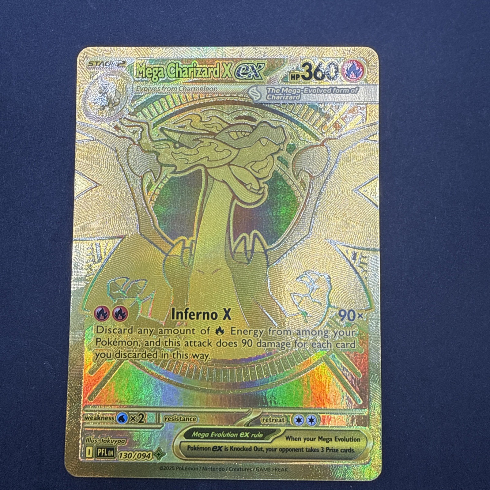 Mega Charizard X EX 130/094 Evolutions Full Art Gold Hyper Rare English NM