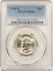 1938-S WASHINGTON QUARTER - PCGS MS-66, LUSTROUS GEM!