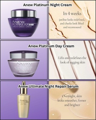 Avon Anew Platinum Day Night Cream + Ultimate Serum Set w/ Bag