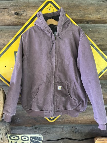 Vintage 90's Carhartt Hooded Plum Purple Jacket Size XL