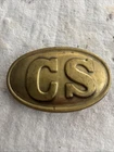 Vintage Civil War CS Brass Belt Buckle ~ Excellent Condition ~ 2" Belt