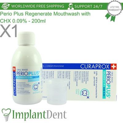 Dental Mouthwash 200ml Perio Plus Regenerate CHX 0.09% Gum Care Curaprox