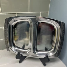 Vintage Stainless Steel Divided Serving Dish Tray Floral Scroll Design MCM Retro