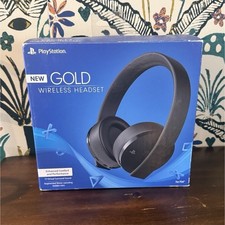 PlayStation Gold Wireless Headset Black Surround Sound Noise Cancelling Mic