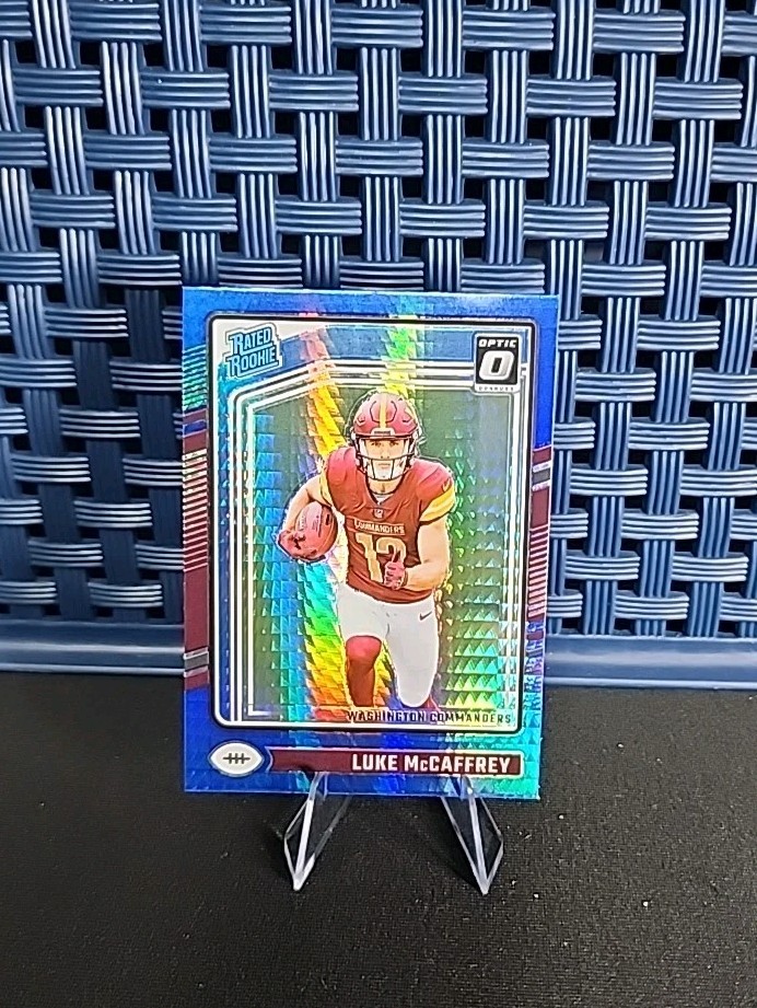 2024 Panini Donruss Optic - Rated Rookie Luke McCaffrey #268 Blue Hyper Prizm...