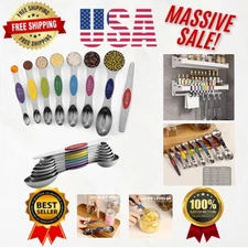 Precision Magnetic Measuring Spoons - 8 Durable Stainless Steel Kitchen Tools