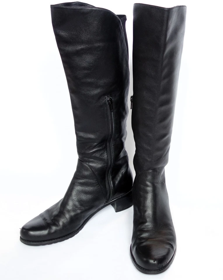 BOTAS DE MONTAR STUART WEITZMAN de colección altas de cuero negro para mujer 9 se adapta a 9,5 España Foto 4 de 4
